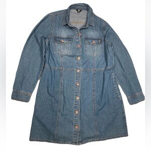 Frye Woman’s XL Blue Denim Button-Up Long Sleeve Shirt Dress, NWOT